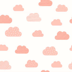 奶油色背景上帶有條紋和點點的粉紅雲朵 — 雲朵 GIF 壁紙