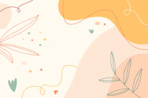 以粉彩形狀和線條繪製的葉子組成的簡約抽象設計。 — 奇米 BT21 壁紙