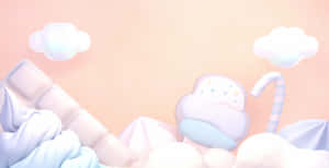 漂浮的糖果甜點和雲朵在柔和粉彩天空。 — 坎迪曼 壁紙