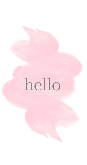 白色背景上帶有 hello 文字的粉紅色水彩潑濺 — 粉嫩粉彩美學 壁紙