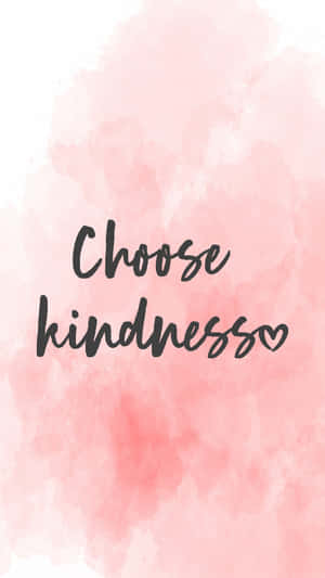 粉紅色水彩背景，帶有黑色手寫文字「choose kindness」和一個心形。 — 淺粉紅 壁紙