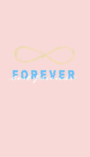 粉紅色背景，帶有黃色無限符號和藍色文字 forever best friends。 — 可愛的好朋友 壁紙