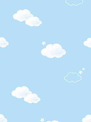 淺藍天空，白雲和細小星星 — 簡約 壁紙