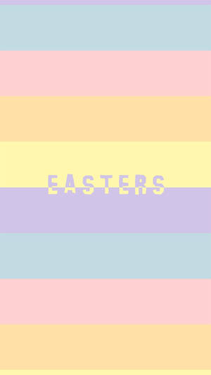 粉彩彩虹條紋，EASTER字樣置中。 — 復活節 壁紙