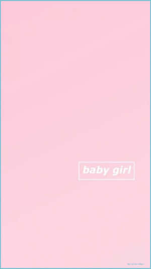 粉紅色背景，框內有白色文字寫著 baby girl。 — 可愛粉色女孩 壁紙