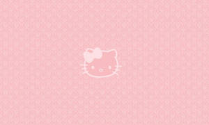 Hello Kitty標誌在粉紅色錦緞背景上