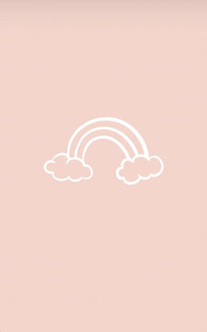 粉紅色背景上，帶有雲朵的白色輪廓彩虹。 — Galaxy Tab S9 FE 壁紙