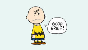 查理布朗穿著黃色襯衫，對話氣泡寫著「GOOD GRIEF！」 — 比利·哈格羅夫 壁紙