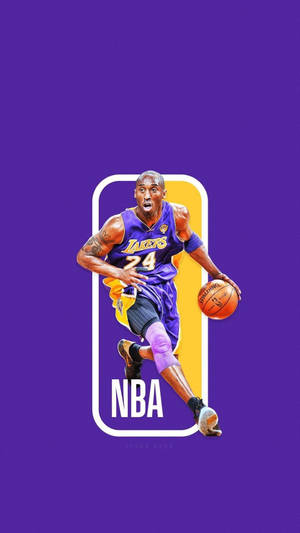 柯比·布萊恩在紫色背景上的NBA標誌內運球。 — 美學科比 壁紙