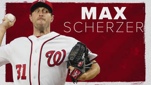 棒球運動員 Max Scherzer 身穿球衣，手持球和手套。 — 西雅圖水手隊 壁紙