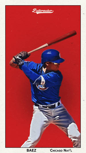 棒球運動員 Javier Baez 身穿芝加哥小熊隊球衣揮棒。 — 酷棒球 壁紙
