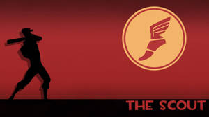 黑色棒球運動員剪影，手持球棒，帶有翼足標誌和文字 THE SCOUT，背景為紅色。 — 傳說對決英雄 壁紙