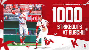 Adam Wainwright 穿著紅雀隊制服在布希體育場慶祝 1000 次三振。 — 達萬特·亞當斯 壁紙