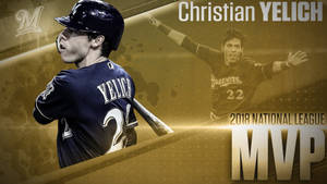 Christian Yelich 身穿密爾瓦基釀酒人隊制服慶祝成為 2018 年國家聯盟 MVP。 — 傑基·羅賓森 壁紙
