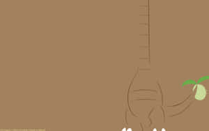 棕色背景上恐龍尾巴和腳的極簡線條畫。 — 寶可夢 壁紙