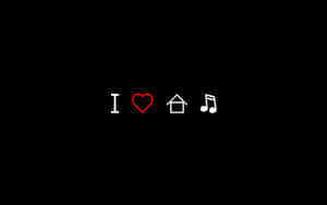 黑色背景上的 I heart 合 音樂圖標 — 音樂 壁紙