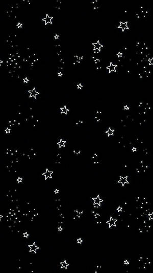 黑色背景搭配白色星星和點點，營造宇宙夜空圖案。 — 星星 壁紙