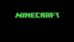 黑色背景上帶有方塊狀 3D 字體的綠色 Minecraft 標誌 — 遊戲玩家標誌 壁紙