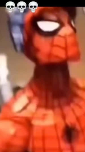 穿著蜘蛛人服裝的人，頭頂有骷髏表情符號。 — 蜘蛛人：新宇宙 GIF 壁紙