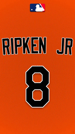 橙色棒球衣，黑色 Ripken Jr 號碼 8 及 MLB 標誌。 — 奧克蘭運動家 壁紙