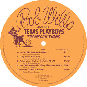 Bob Wills and His Texas Playboys Transcriptions 的橙色黑膠唱片標籤。 — 好萊塢 壁紙