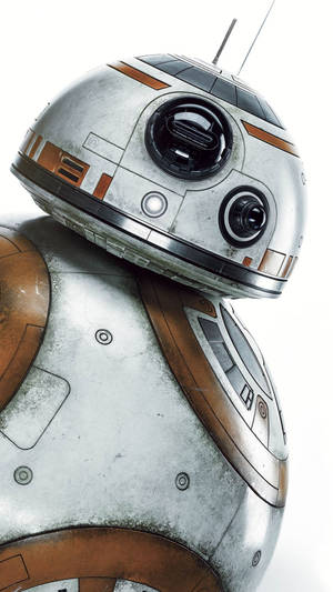 機器人BB-8的特寫，帶有風化的銀色和銅色面板。 — 星際大戰 iPad 壁紙