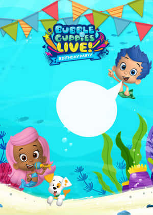 Bubble Guppies 角色用彩色裝飾和泡泡慶祝水下生日派對。 — 泡泡小隊 壁紙