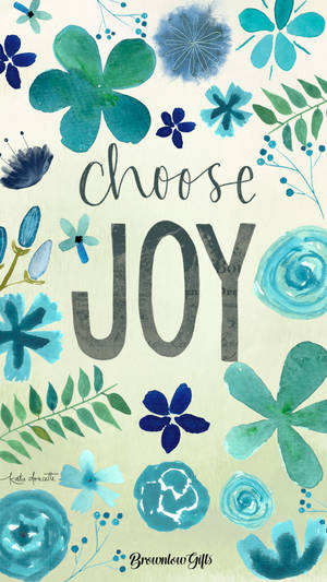 水彩花卉設計，帶有短語 choose JOY，用於歡樂裝飾。 — 喜悅 壁紙