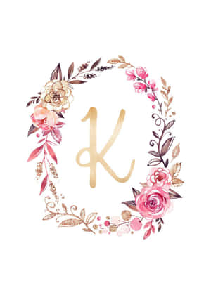 水彩花卉花環，帶有字母K — K 壁紙