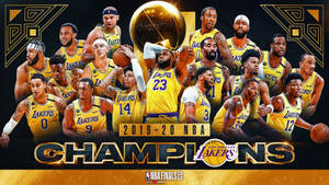 洛杉磯湖人NBA總冠軍慶祝，獎盃和球員。