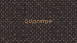 Supreme 標誌置於 Louis Vuitton 字母圖案背景上。 — 極簡美學桌面 壁紙