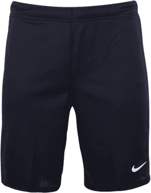 黑色Nike運動短褲，右腿上有白色swoosh標誌。