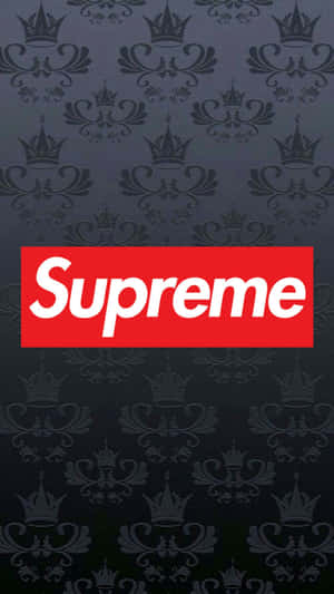 深灰色壁紙，帶有皇冠圖案和紅色Supreme標誌。 — iPhone 11 Pro 壁紙