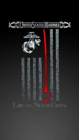 美國海軍陸戰隊徽章，紅劍穿過國旗條紋，格言 earned never given。 — 美國隊長 iPhone 壁紙