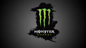 灰色背景上帶有綠色爪痕和黑色油漆潑濺的Monster Energy標誌。 — Monster Energy 壁紙