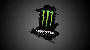 深灰色背景上帶有綠色爪痕和黑色潑濺的Monster Energy標誌。 — Monster Energy 壁紙