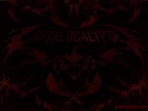 深紅色和黑色標誌，帶有惡魔面孔和METALOCALYPSE字樣。 — 電視節目 壁紙