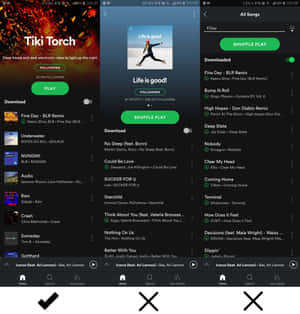 Spotify 音樂應用程式畫面，包含播放清單和藝人頁面。 — Spotify 壁紙