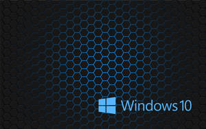 Windows 10標誌在深色六邊形圖案背景上。 — 黑色 Windows 10 壁紙