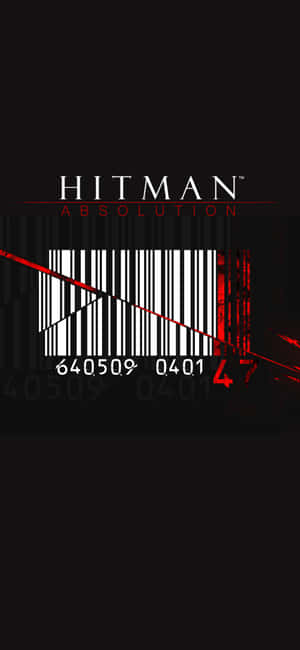 黑色背景上帶有條碼和紅色條紋的Hitman Absolution遊戲標誌。 — iPhone 18 Pro 壁紙