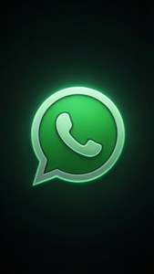 深色背景上發光的綠色WhatsApp標誌 — WhatsApp 壁紙