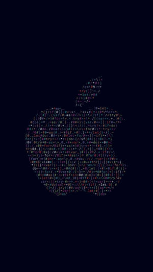 在深色背景上由發光程式碼組成的Apple標誌 — 悟空黑 iPhone 壁紙