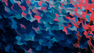 帶有流動藍色和紅色波浪的抽象數位藝術作品。 — 抽象 壁紙