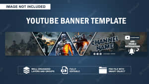 包含戰鬥場景中的士兵和頻道名稱佔位符的 YouTube 橫幅模板。 — 遊戲玩家標誌 壁紙
