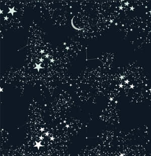 黑暗背景上的星星和彎月的天體圖案。 — 月夜星空 壁紙