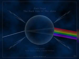 Pink Floyd《月之暗面》50週年限量版專輯封面，帶有彩虹棱鏡和月球。 — 平克·弗洛伊德 壁紙