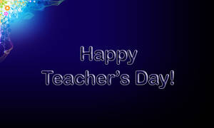 Happy Teacher's Day 賀卡，深藍色背景上帶有彩色花卉設計 — 老師 壁紙