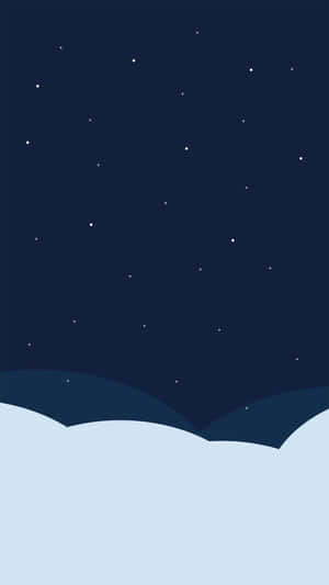 淺藍色山丘上方有星星的深藍色夜空 — 太空美學動圖 壁紙