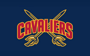 Cavaliers 籃球隊標誌，藍色背景上有交叉劍。 — 克里夫蘭騎士隊 壁紙