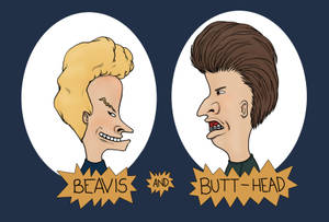 帶有名稱標籤的 Beavis 和 Butt-Head 卡通角色側面。 — 阿呆與阿瓜 壁紙